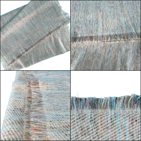 Gap Fringed Raw Edge Holiday Cozy Scarf in Ivory Frost Evening Wrap Shawl - Picture 7 of 14